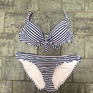 Blue and white striped bikini never worn !!!!